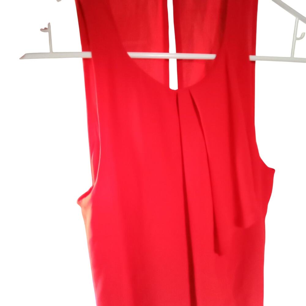 Zara red tank top Womens size XS ruffled pleated glam mob wife